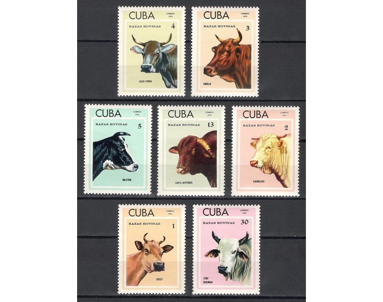 CUBA 1973 - VACI - SERIE DE 7 TIMBRE - NESTAMPILATA - MNH / fauna628